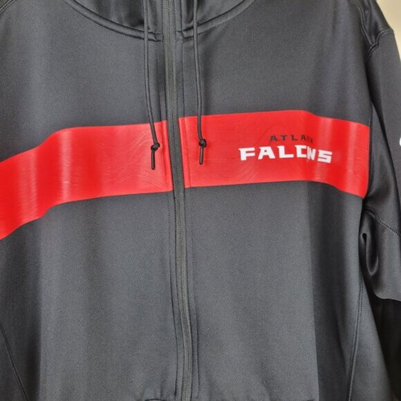 Nike Men's Black and Red Falcons Zip Hoodie - Picture 6 of 12